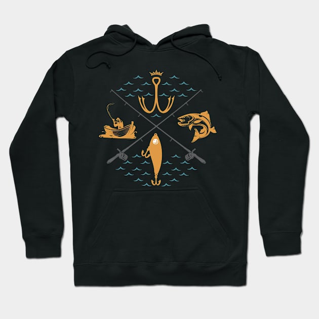 Fishing Father's Day Compass Hoodie by CaptainHobbyist